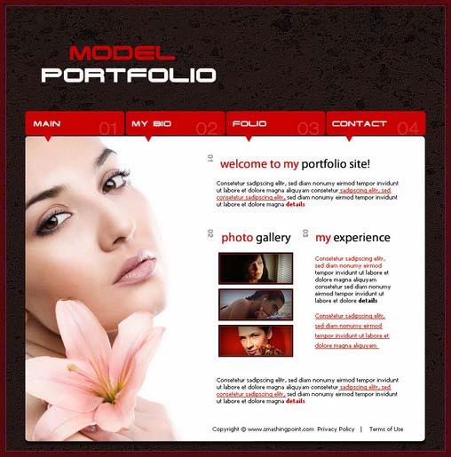 Create a Model Portfolio Web Layout